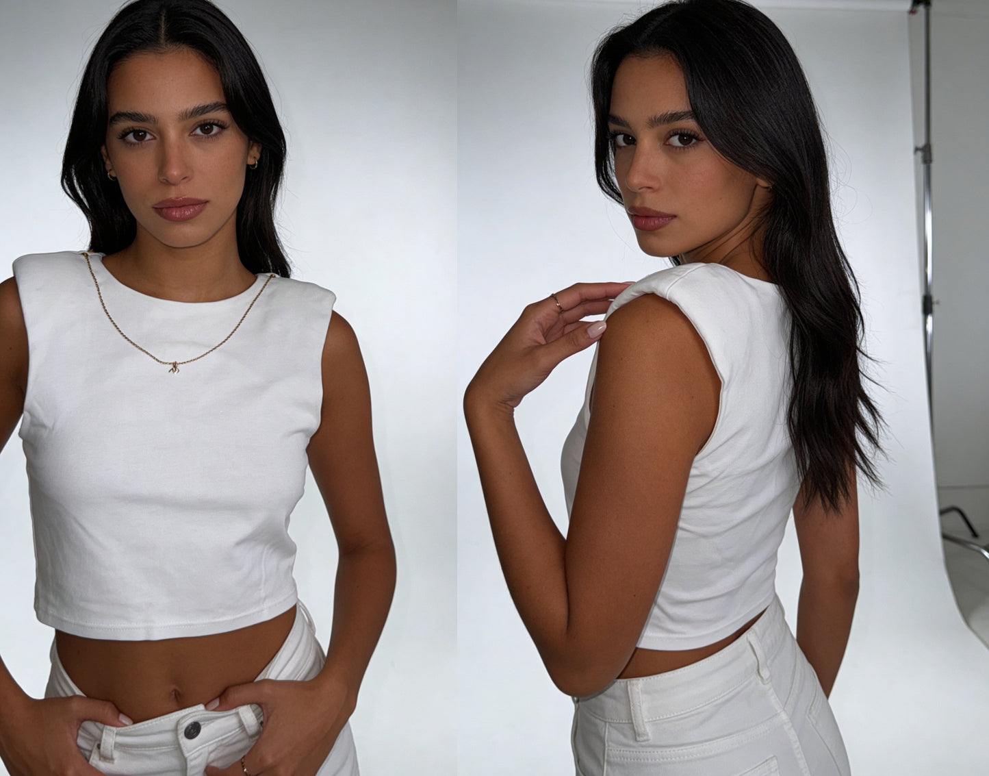 CHAINED – Crop top s odnímateľnou retiazkou / BIELY