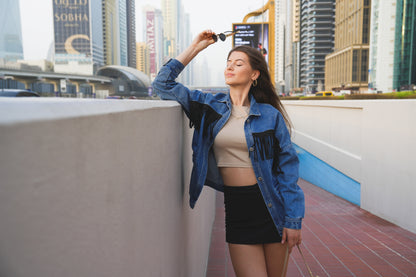 UNDONE - Rifľová bunda / TMAVOMODRÁ