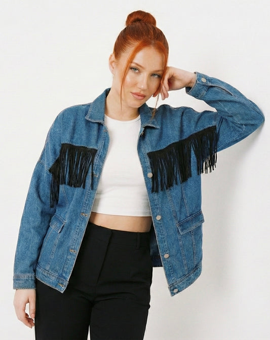 UNDONE - Rifľová bunda / TMAVOMODRÁ