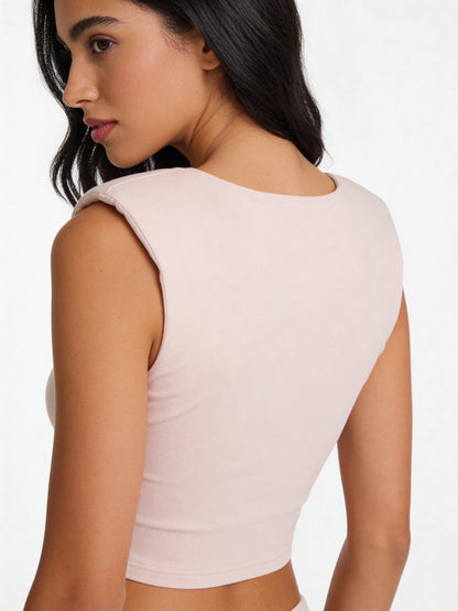 CHAINED – Crop top s odnímateľnou retiazkou / BÉŽOVÝ