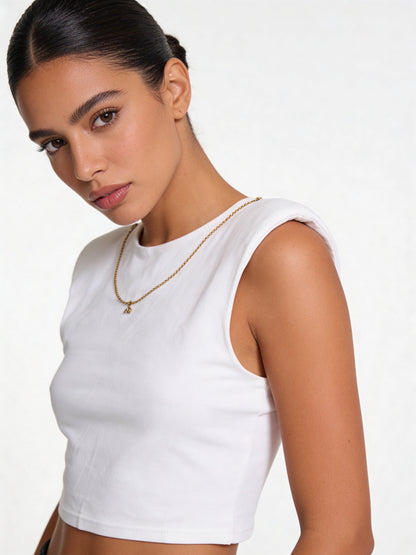 CHAINED – Crop top s odnímateľnou retiazkou / BIELY