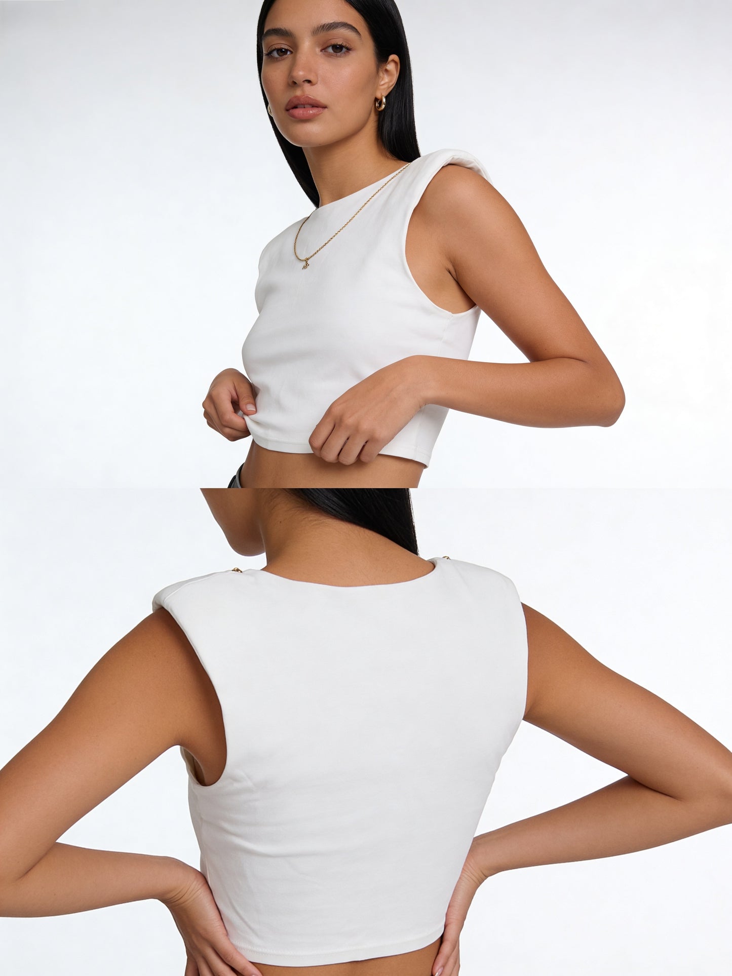CHAINED – Crop top s odnímateľnou retiazkou / BIELY