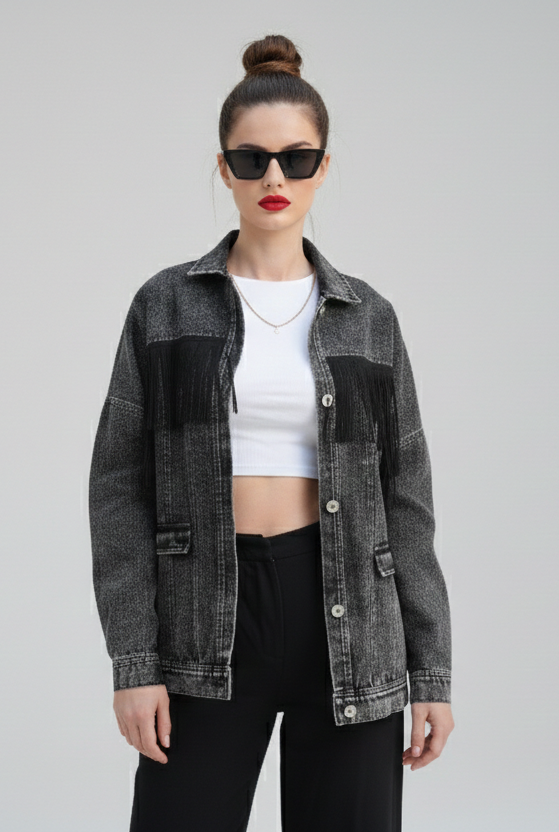 UNDONE - Rifľová bunda / SIVÁ