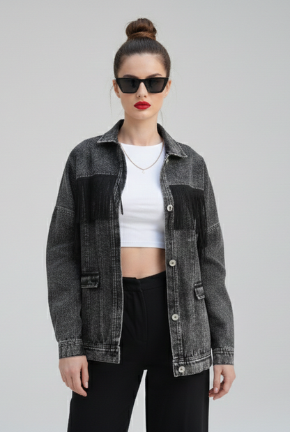 UNDONE - Rifľová bunda / SIVÁ