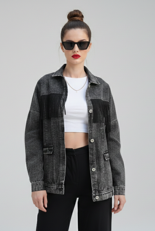 UNDONE - Rifľová bunda / SIVÁ