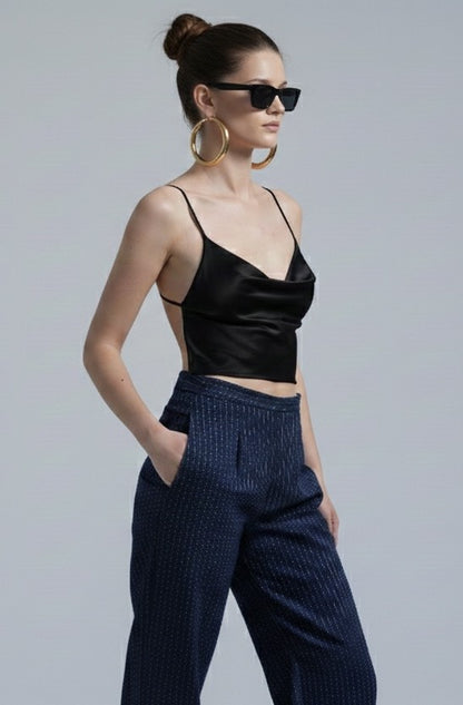 RAVE – Elegantný top z umelého hodvábu / ČIERNY